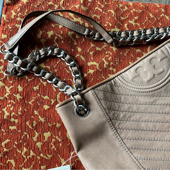 Tory Burch Fleming Tote in Neutral Distressed Leather - Picture 10 of 16